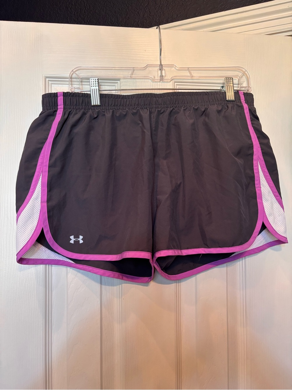 Under Armour Women’s Gray Athletic Shorts with Pink Trim